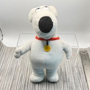 Family Guy Brian Griffin Plush 8 inch White Dog Stuffed Toy Y2K Red Collar Tag
